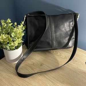 Vintage Black Leather Coach Hamilton Crossbody Bag